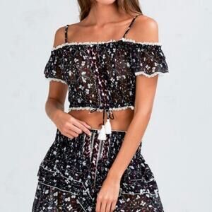 Poupette St Barth mini honey top coquette Cottagecore milkmaid ditsy floral S